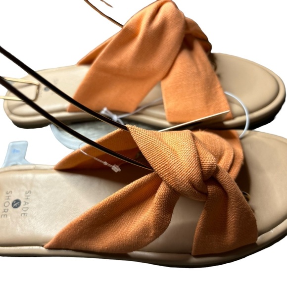 Shade and Shore Slip On Flat Sandal w/Memory Foam-Orange/Tan NWT Size 7 - Picture 9 of 12